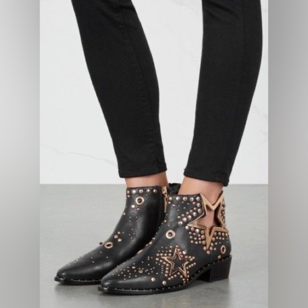 Ivy Kirzhner Black and Gold Star Ankle Boots